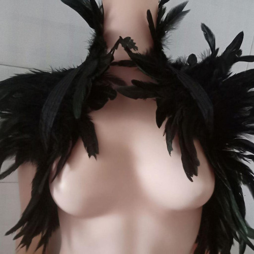 2 Gótico Pluma Natural Capa Mantón Encogimiento De Hombros