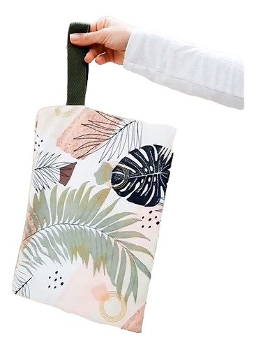 Neceser, Monedero Colgante, Organizador, Porta Cosméticos Beige Flores Tropicales
