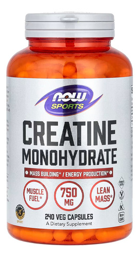 Creatina Monohidratada 750mg Now Foods 240caps Importado