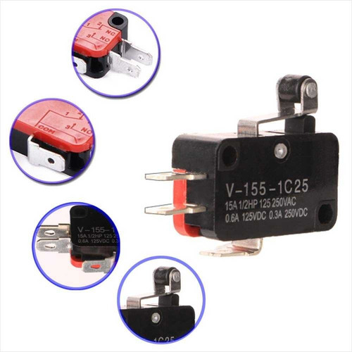 Mini Interruptor Fin De Carrera V155, Con Roller, 10a 250v