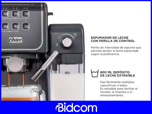 Cafetera Expresso Oster Capuccino Latte Apto Capsulas Em6801 Color Negro