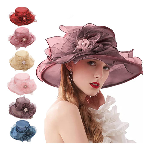 Elegante Sombrero De Organza Con Forma De Flor For El Sol, .