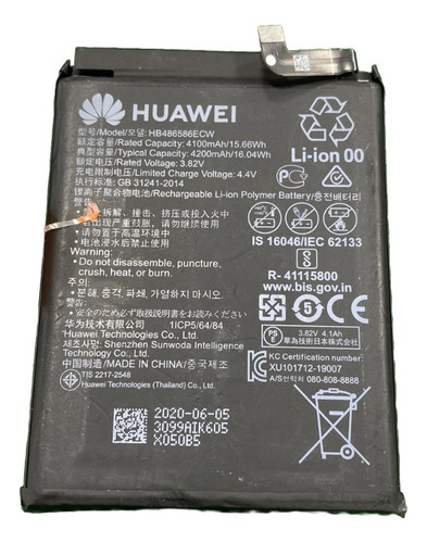 Bateria Para Huawei P40 Lite Hb486586ecw 100%original
