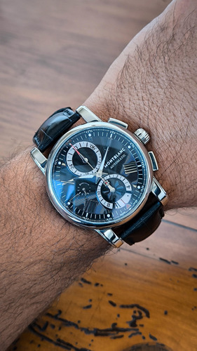 Montblanc Star 4810 Meisterstück Chronograph Date Preto Prateado Preto (Usado)