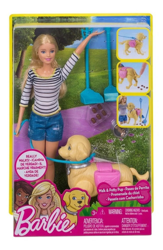 Muñeca Barbie Paseo De Perrito