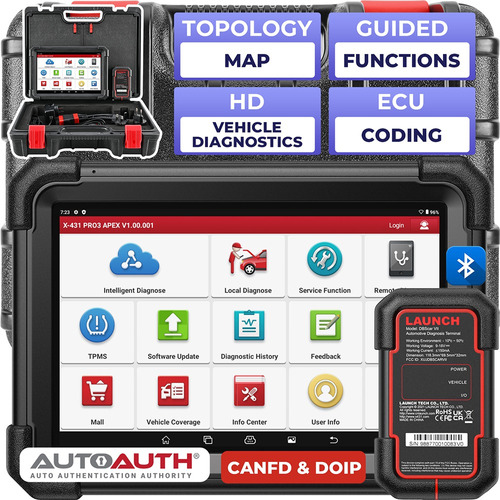 Scanner Launch X431 Pro3 Apex Topologia, Canfd, 50 Servicios