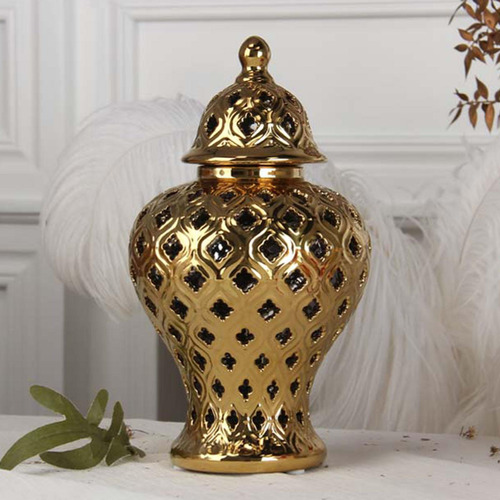 Florero De Cerámica, Tarro De Jengibre De , De Dorado