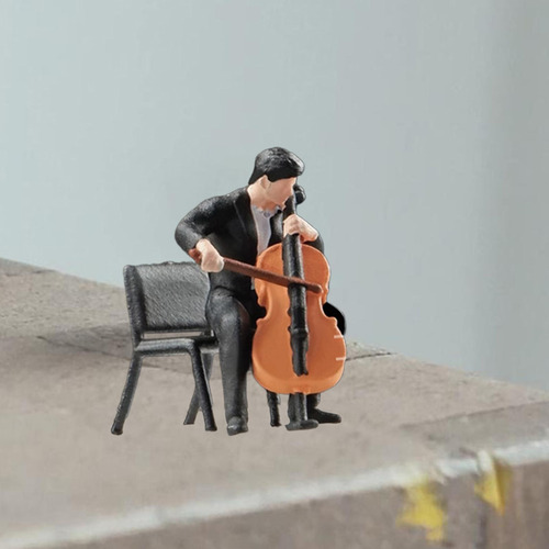 1/64 Banda Estatueta Modelo Dioramas Mesa De Violoncelista