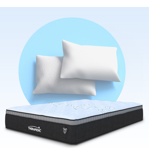 Colchón King Size Therapedic Resortes Royal Ortopedic Foam Más 2 Almohadas Blancas Estándar