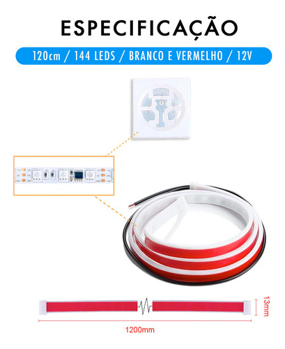 Kit 4 Fitas Porta Tucson 2014 Neon Branco Vermelho Tunning