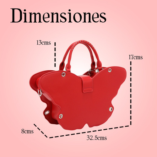 Bolsa De Mano En Forma De Mariposa De Nicole Lee Ss25 Acabado de los herrajes Níquel Color Rojo Correa de hombro Rojo Diseño de la tela Lisa