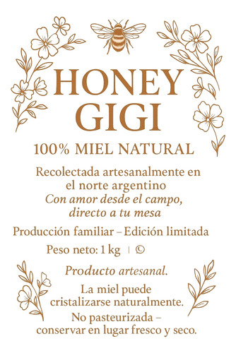 Miel Líquida Pura Honey & Gigi En Frasco 1kg