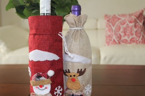 Bolsa Regalo Decoración Botella Vino Navidad.set 4pza 20%off