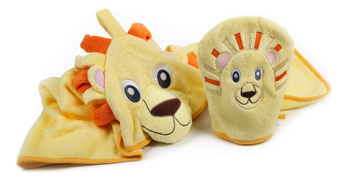 Toalla De Bebé Con Capucha Y Toallita, Diseño De León, Ultra