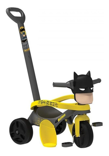Triciclo Infantil Com Empurrador Bandeirante Batman Cor Cinza