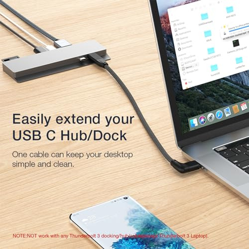 Cable De Extensión Usb C En Ángulo Recto Usebean 3.3ft Paque