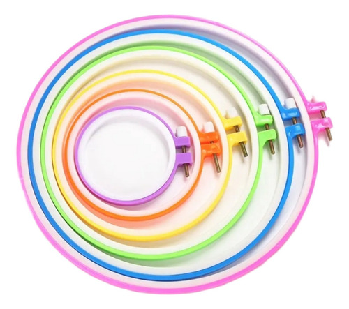 Set De 6 Bastidores De Bordado En Colores Y Variados Tamaños Multicolor
