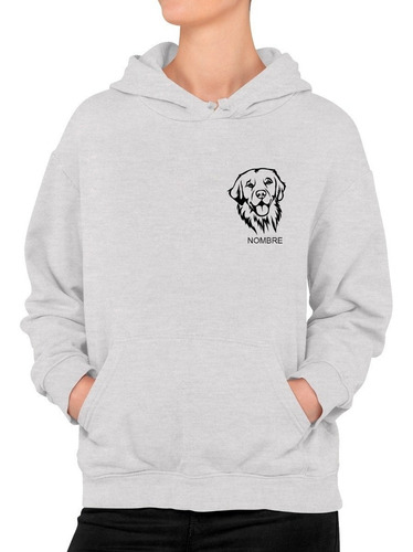 Poleron Estampado Perro Dog Golden Retriever Insignia Personalizado Con El Nombre De Tu Mascota Oda Mujer/niña