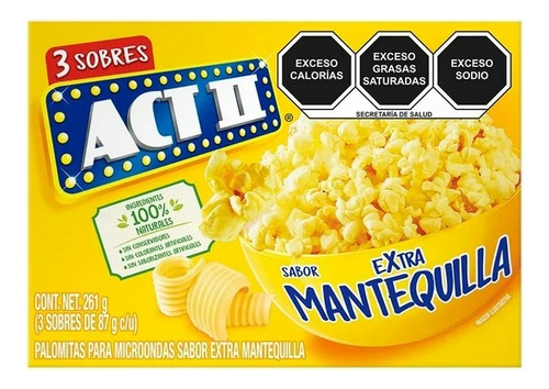 Palomitas Para Microondas Act Ii Extra Mantequilla 3 Sobres