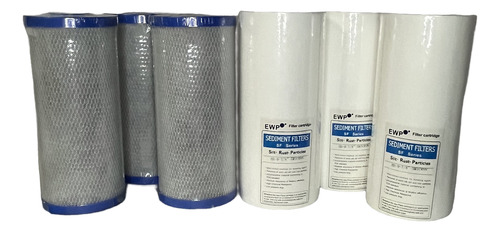 Pack 3pc Cartucho Carbón Block Y 3pc Sedimentos 4.5*10