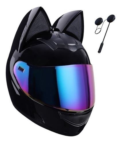 Casco Con Orejas De Gato Cascos Para Moto Hnj Con Bluetooth