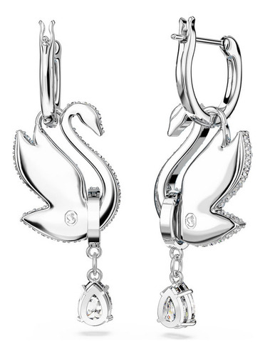 Aretes Swarovski Iconic Swan Cisne Azules Bano Rodio