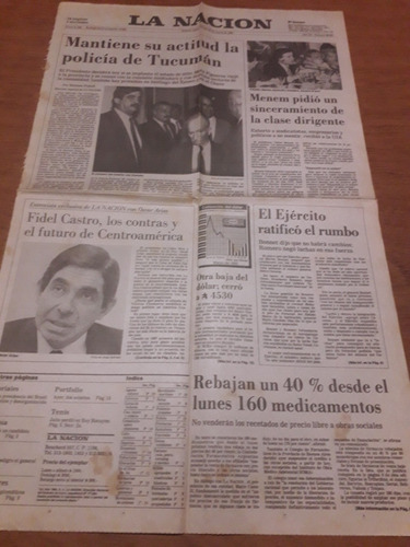 Tapa Diario La Nación 23 03 1990 Tucuman Cartel De Medellín 