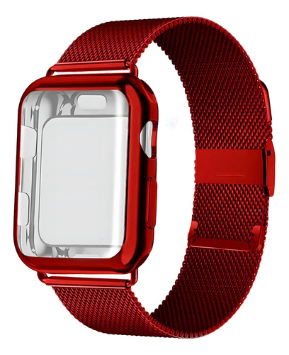 Correa Extensible Malla + Funda + Mica Para Apple Watch Case