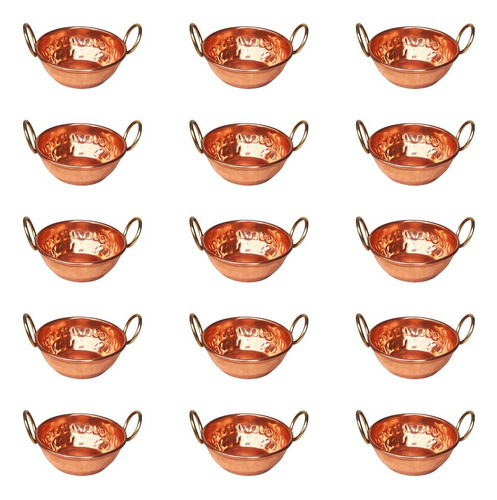 Kit 15 Tachinhos Em Cobre Com Alças Douradas (6,0 Cm)