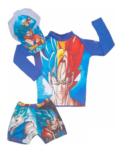 Trajes De Baño Dragon Ball Para Niño - Buzo,  Bóxer Y Gorra