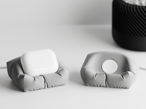 Base Para Audífonos Airpods Universal Tipo Almohada Pillow Gris