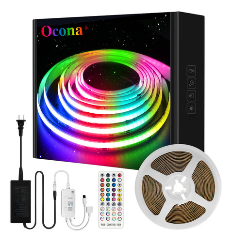 Ocona Tira De Luces Led Rgb Cob Para Dormitorio De 16.4 Pies