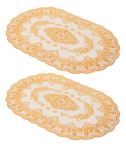 Mantel De Mesa, 2 Unidades, De Pvc, Color Dorado, Posavasos