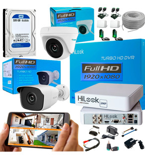 Kit Hikvision Hilook Dvr 1080 4 Ch + 2 Cámaras+ Disco Duro