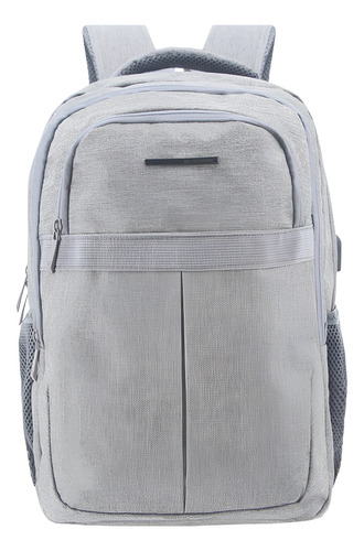 Mochila Unicross Urbana Escolar Deportiva Porta Botella 40l Color Gris Diseño De La Tela Liso