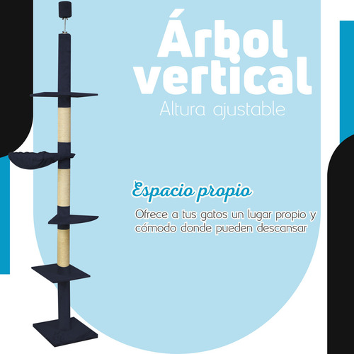 Árbol Vertical Para Gatos Con Altura Ajustable Suelo Techo Color Azul marino