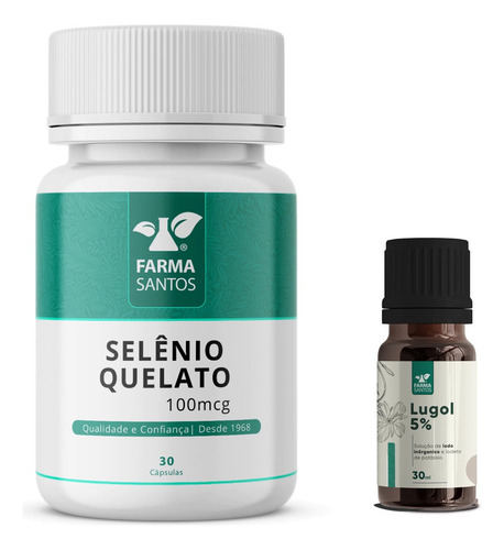 Lugol 5% Iodo Inorgânico E Selênio Quelato 100mcg 30 Cáps Sabor Sem Sabor