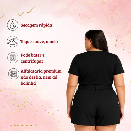 Short Plus Size Alfaiataria Premium Com Cinto Várias Cores