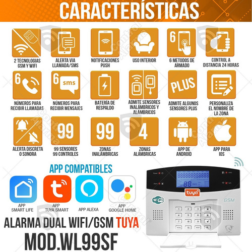Imagen 3 de 10 de Wifi Kit 6 Alarma Gsm Alerta Celular Inalambrica Seguridad Vecinales Casa Sistema Sensores Defensa Control App Negocio