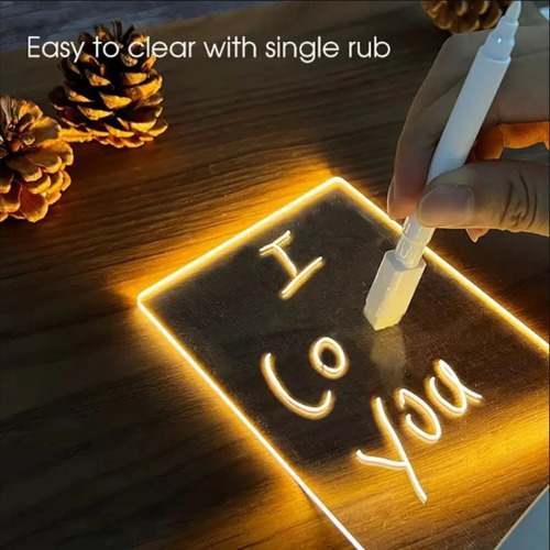 Lámpara Led Personalizada, Pizarra Acrílica Con Mensajes Bor