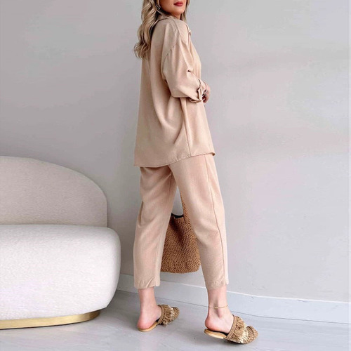 A Conjunto Piezas Con Pantalones Harén Y Camisa Informal