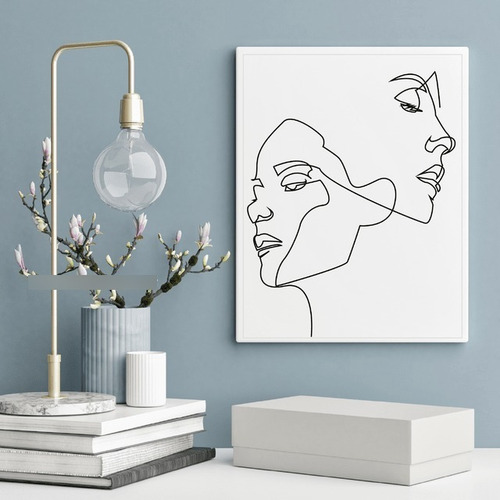 Cuadro Minimalista - Manos Entrelazadas - Siluetas Rostros