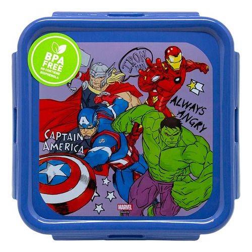 Contenedor Plástico Disney/marvel 500ml Con Tapa Color Avengers