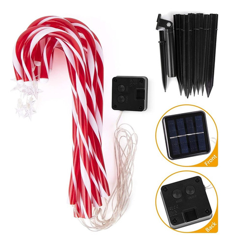 . Luces Solares For Bastón De Caramelo, Juego De 8 Luces De