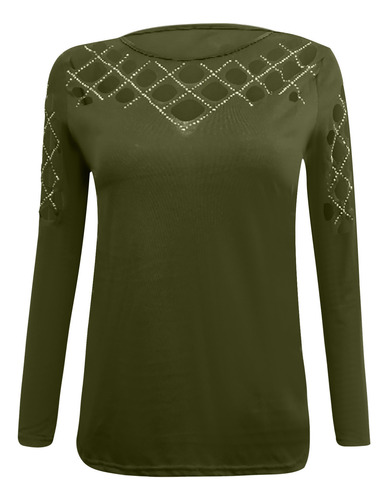Blusa Feminina De Manga Comprida Com Corte Oco E Camiseta 33