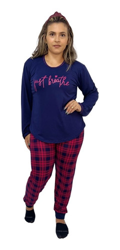 Pijama Conjunto De Blusa Manga Longa E Calça Feminina Adulto