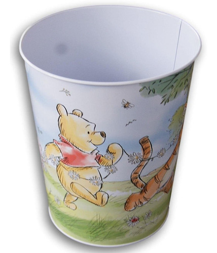 Winnie The Pooh - Papelera Redonda De Metal Para Dormitorio,