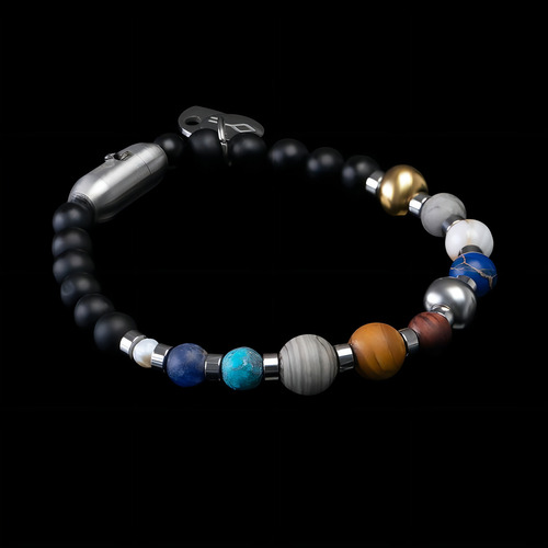 Pulsera Gaia de ágata negra con piedras naturales, colección C-head, color negro