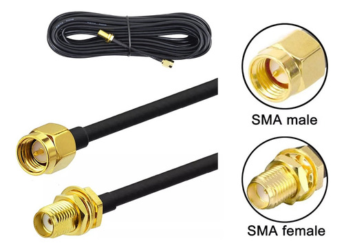 2 Cables Sma Coaxial Extensión Antena Internet Wifi 6 Metros