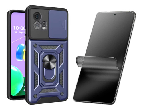 Funda Antigolpe Con Anillo + Hidrogel Matte Para Moto G72